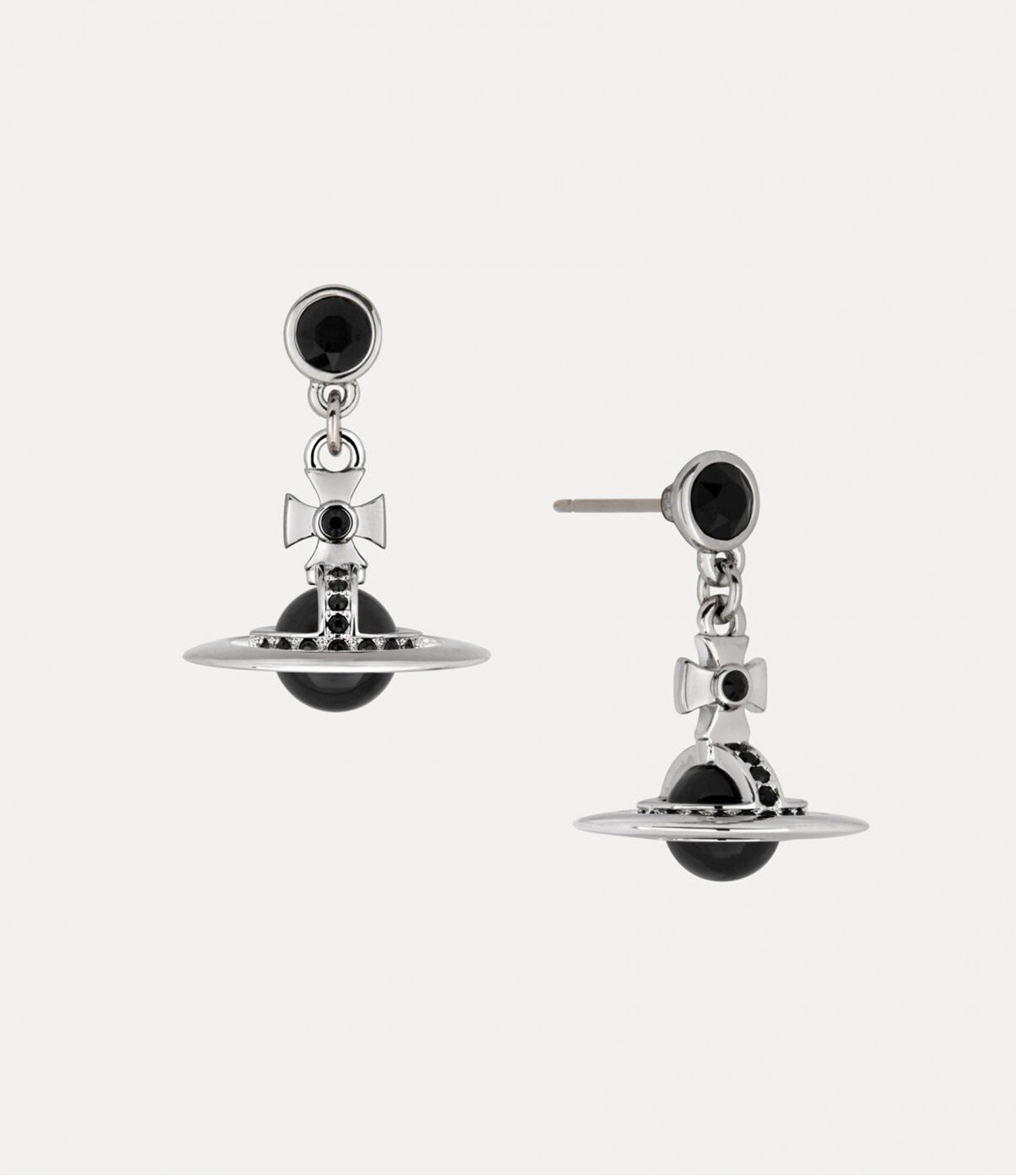 Серьги Vivienne Westwood New Petite Orb Black с бижутерными кристаллами Swarovski
