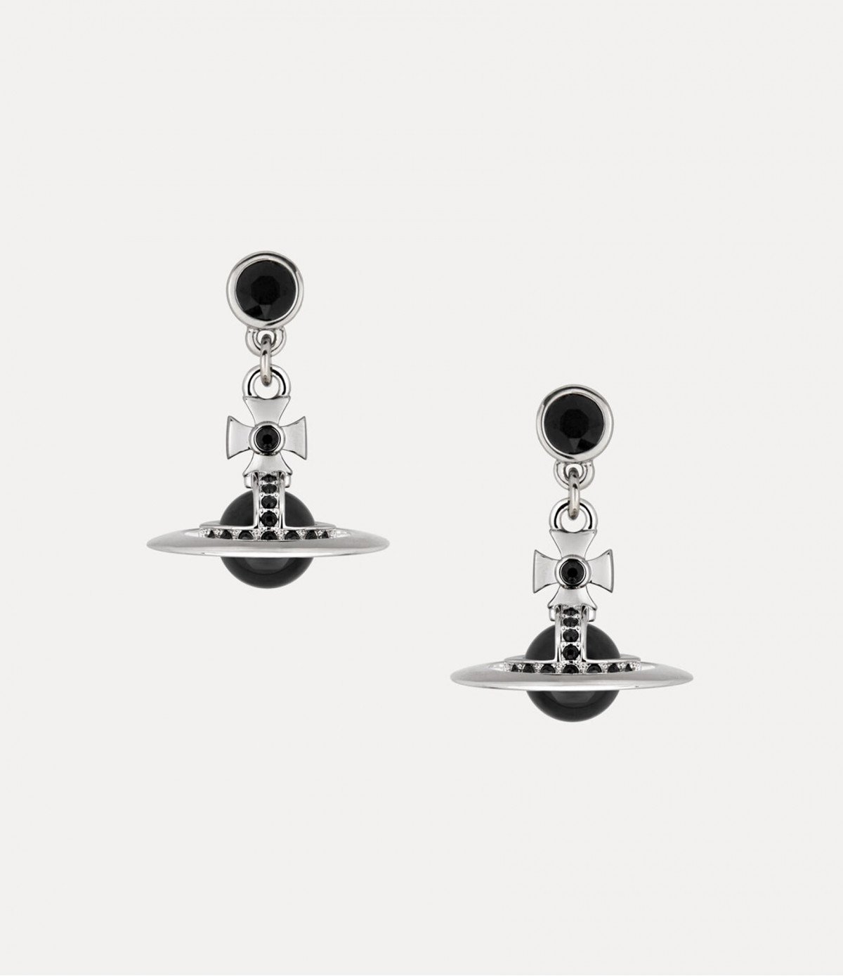 Серьги Vivienne Westwood New Petite Orb Black с бижутерными кристаллами Swarovski