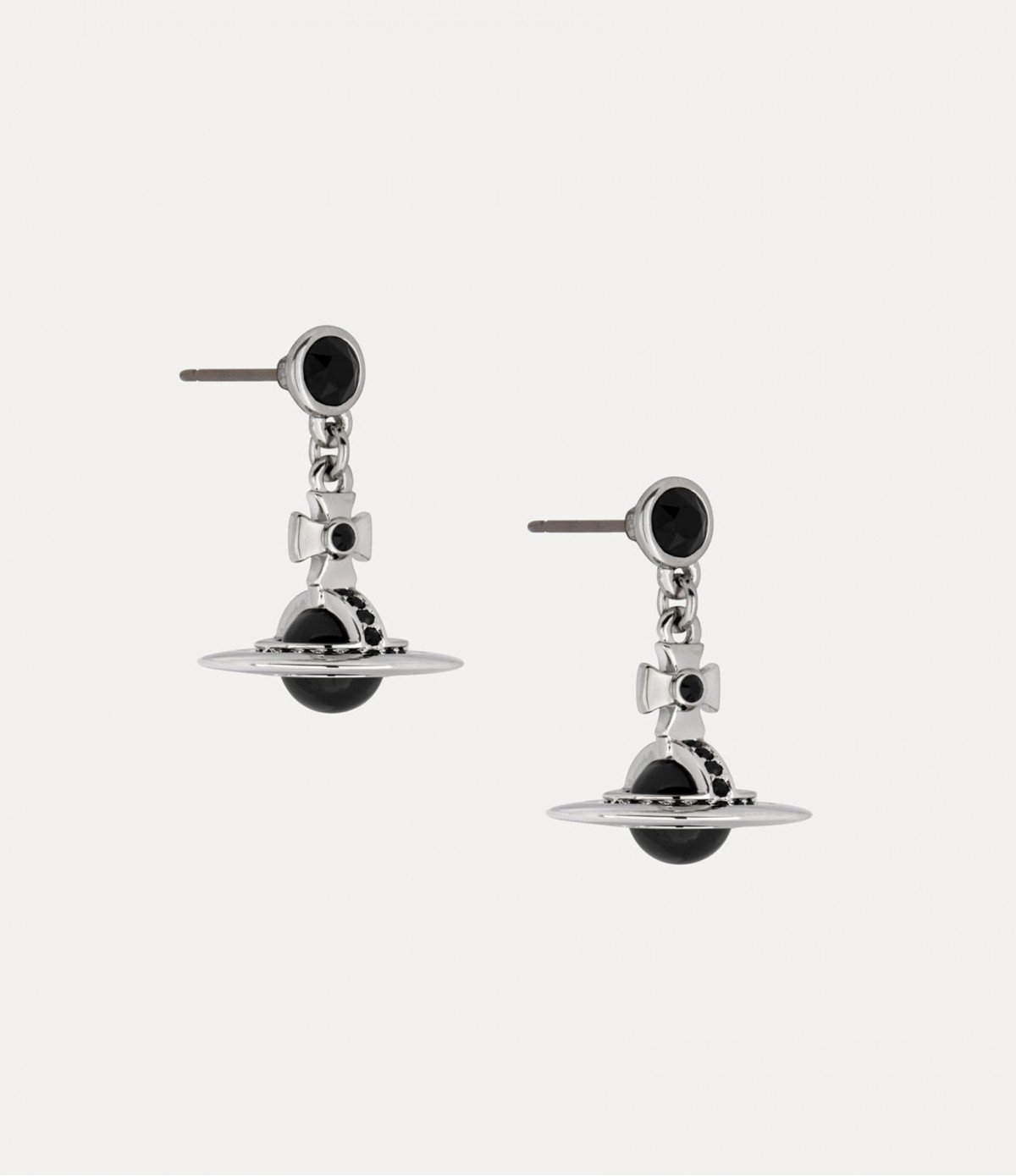 Серьги Vivienne Westwood New Petite Orb Black с бижутерными кристаллами Swarovski