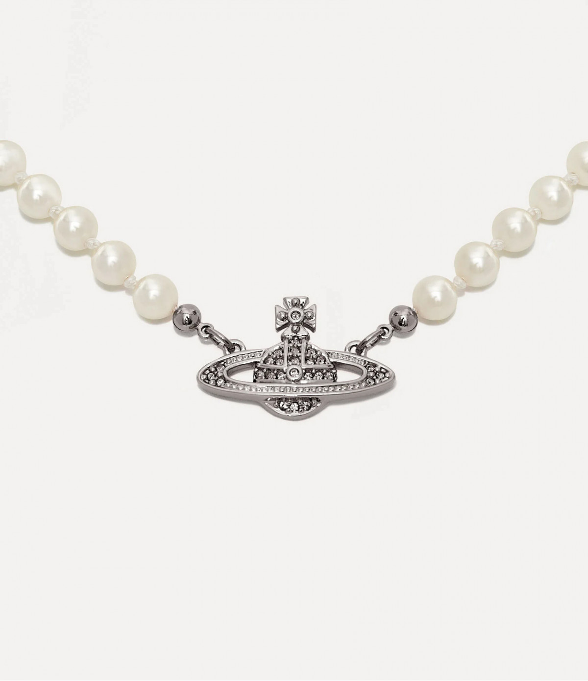 Колье Vivienne Westwood Mini Bas Relief Pearl choker (Silver)