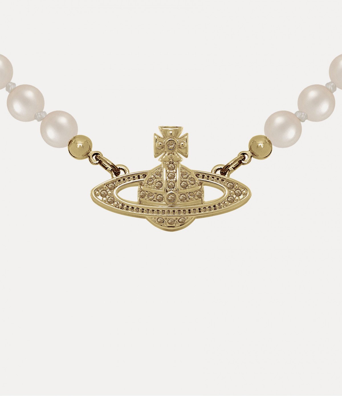 Колье Vivienne Westwood Mini Bas Relief Pearl choker (Gold)