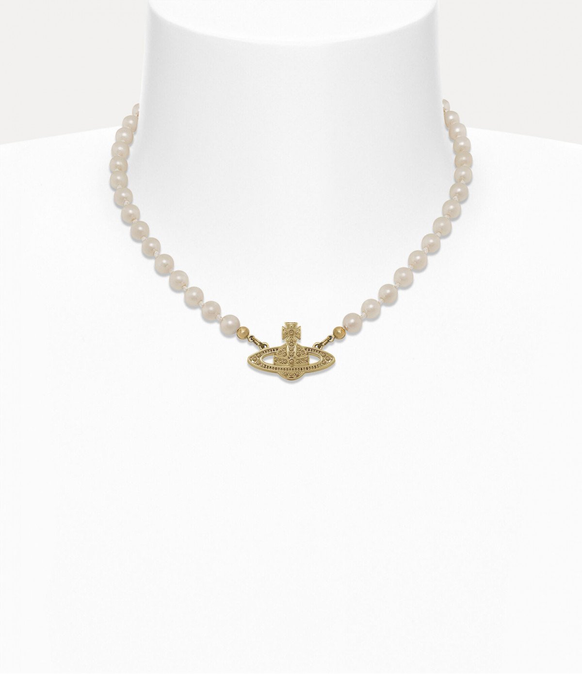 Колье Vivienne Westwood Mini Bas Relief Pearl choker (Gold)