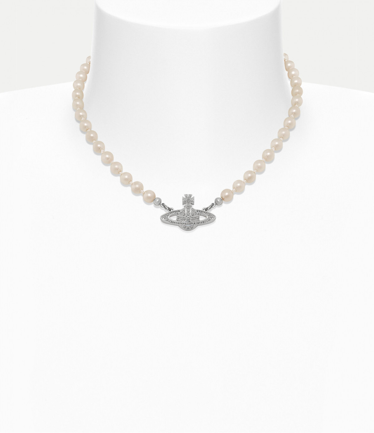 Колье Vivienne Westwood Mini Bas Relief Pearl choker (Silver)