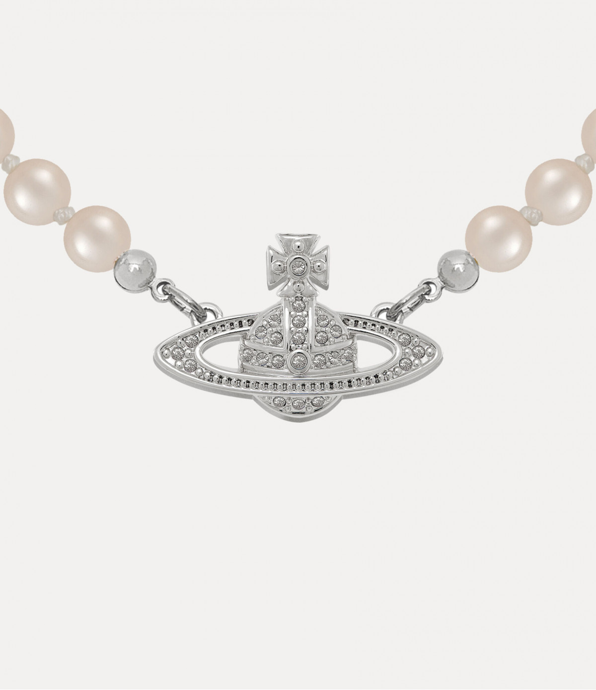 Колье Vivienne Westwood Mini Bas Relief Pearl choker (Silver)